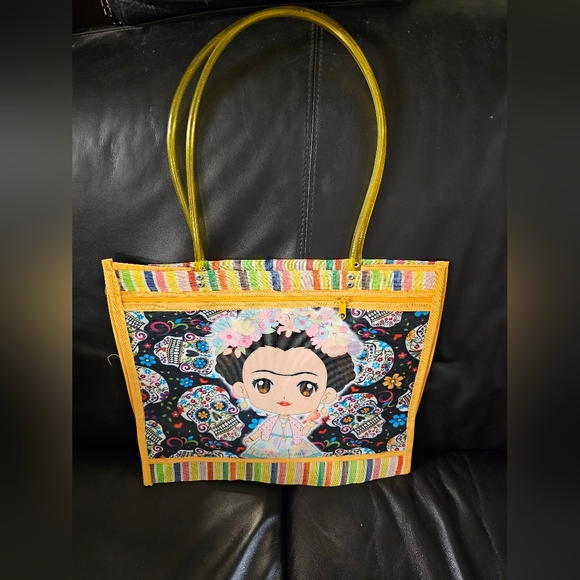 Frida Kahlo Recycled Mesh Multi Colored Large Tote NWT - Picture 2 of 3